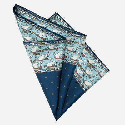 Italian Designer Navy Silk Pocket Square