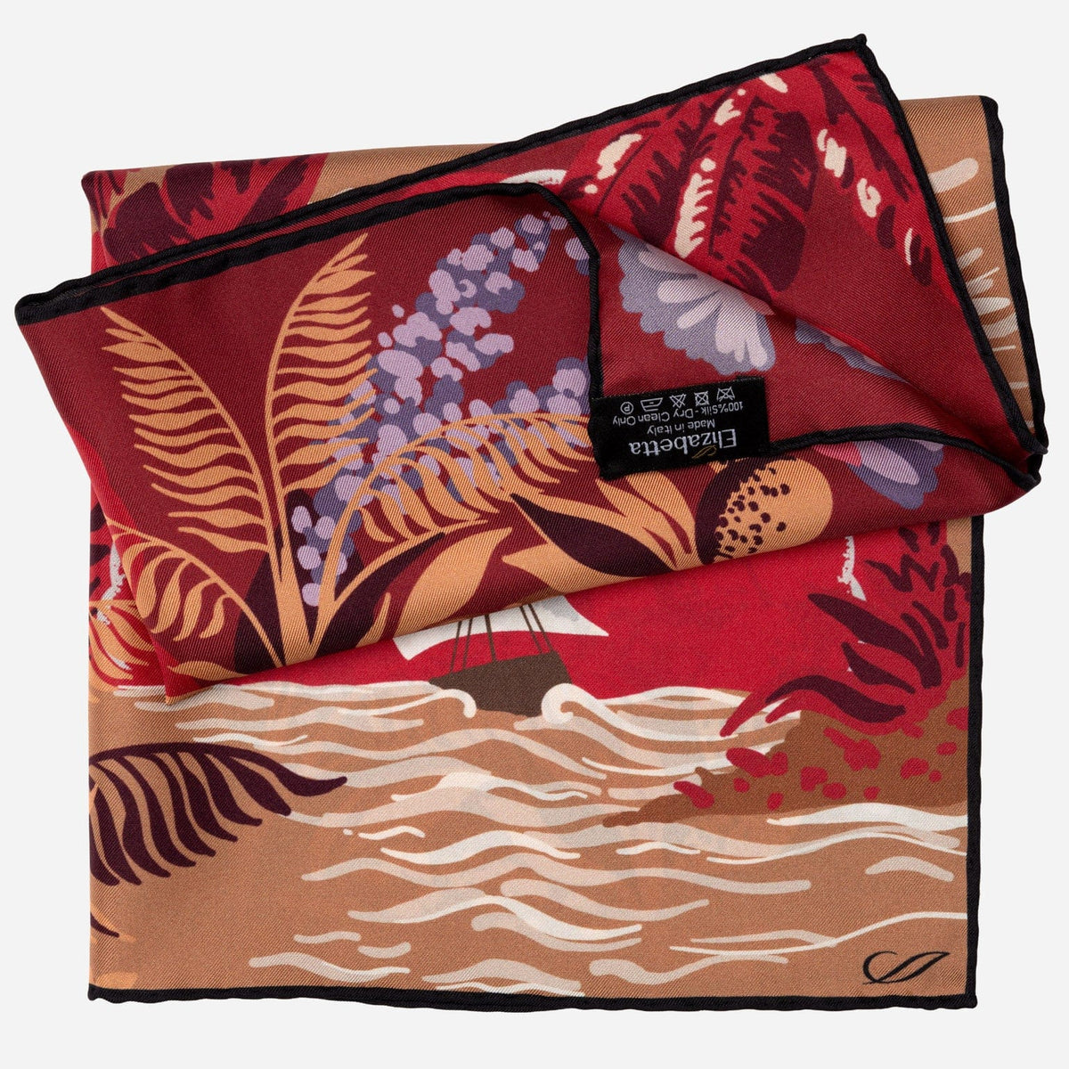 Italian Designer Silk Pocket Square Red
