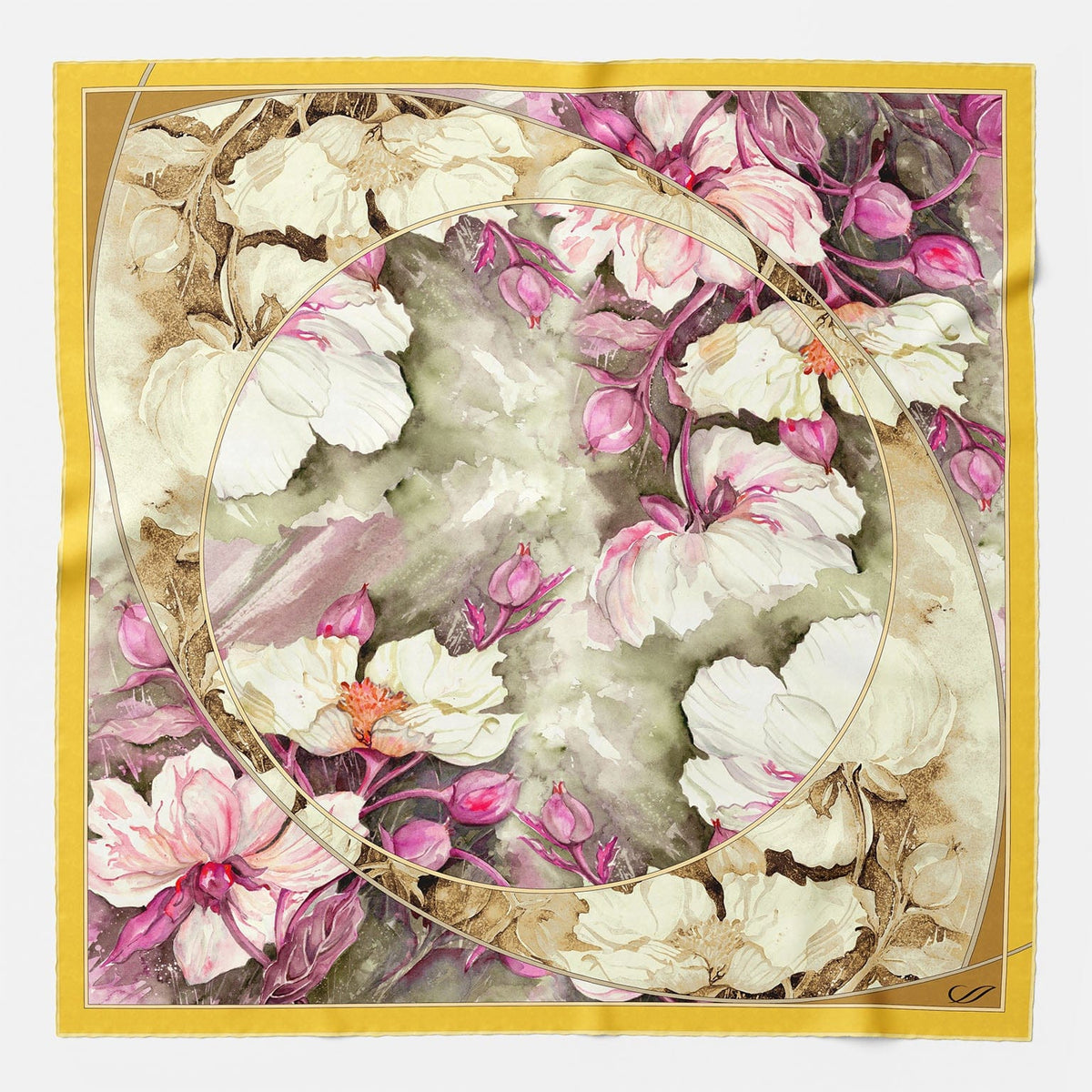 Women's Silk Bandana Floral Gold