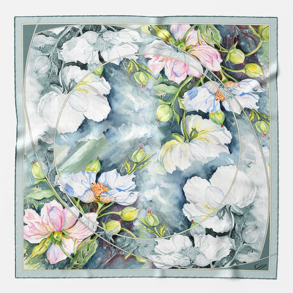 Women's Silk Bandana Blue Floral