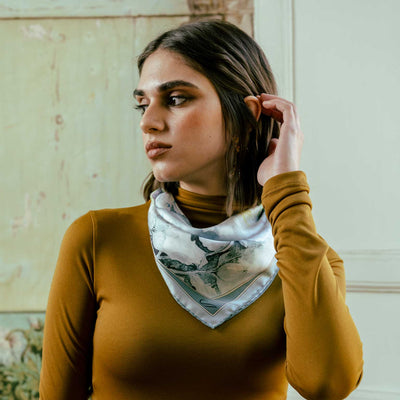 Women's Silk Bandana Blue Floral