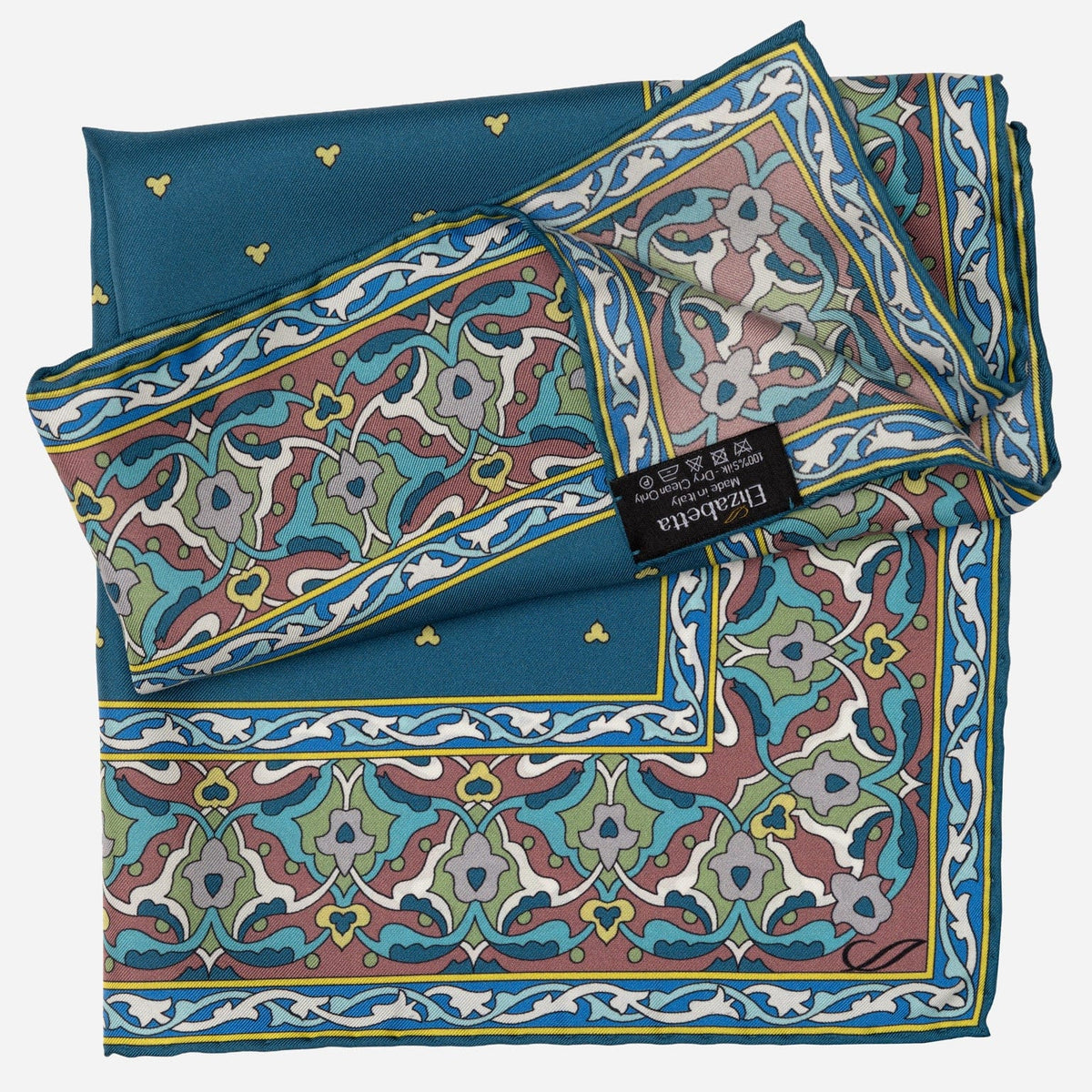 Italian Designer Teal Silk Pocket Square