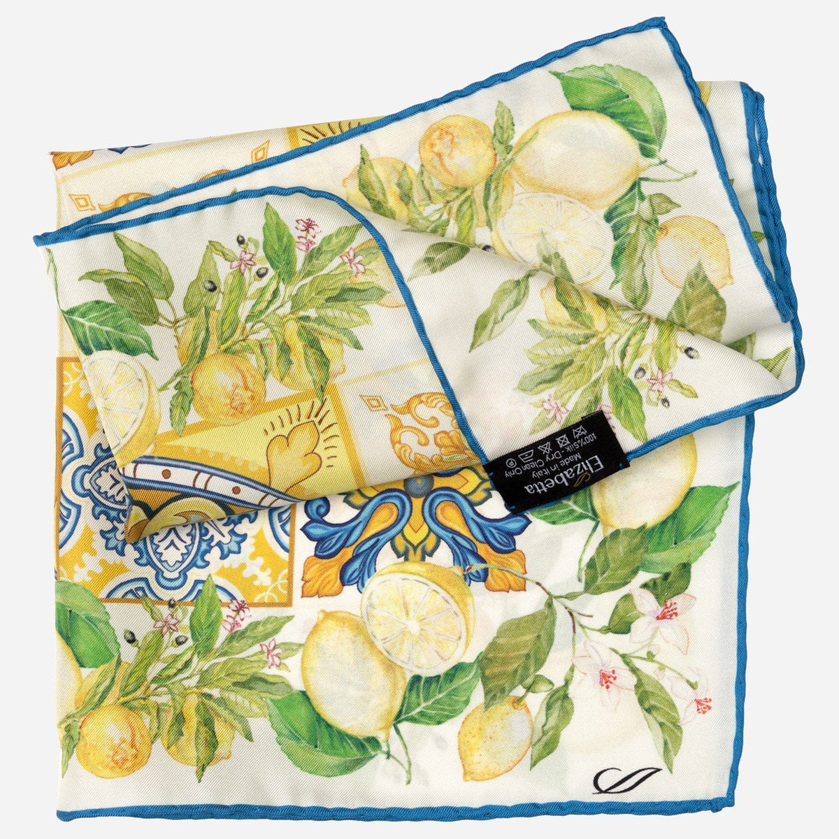 Italian Yellow and Blue Silk Pocket Square