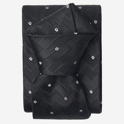 Italian Designer Black Silk Jacquard Tie