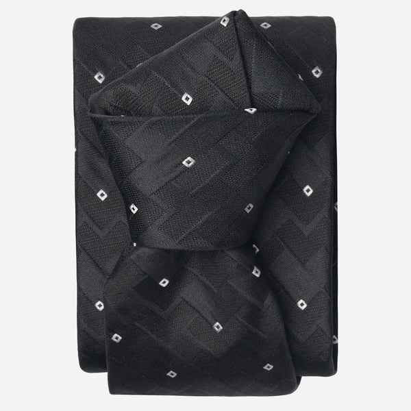 Italian Designer Black Silk Jacquard Tie