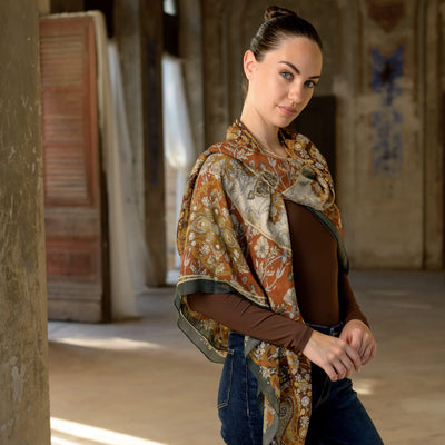 Terracotta Modal Cashmere Square Scarf