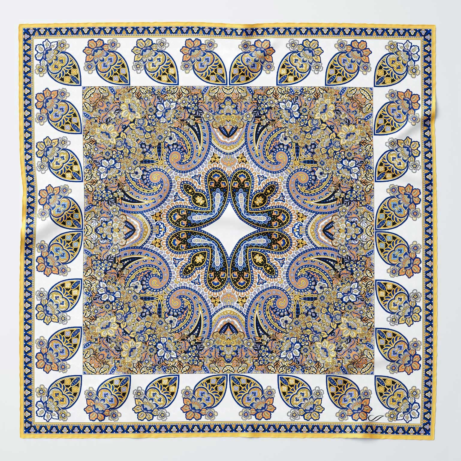 Blue Paisley Silk Italian Pocket Square