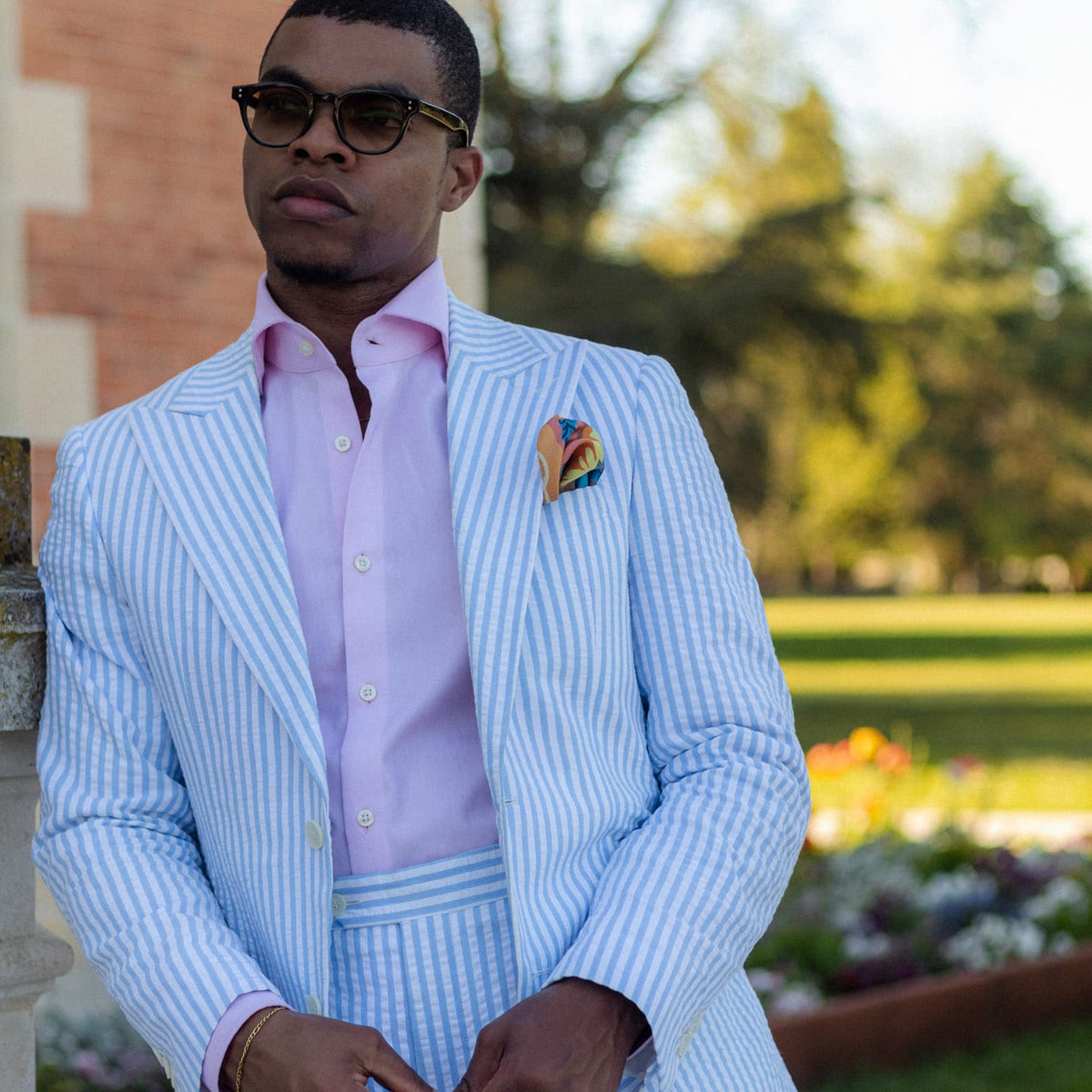 Italian Designer Peach Silk Pocket Square