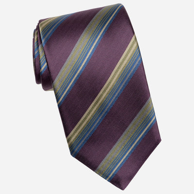 Designer Plum Striped Silk Tie