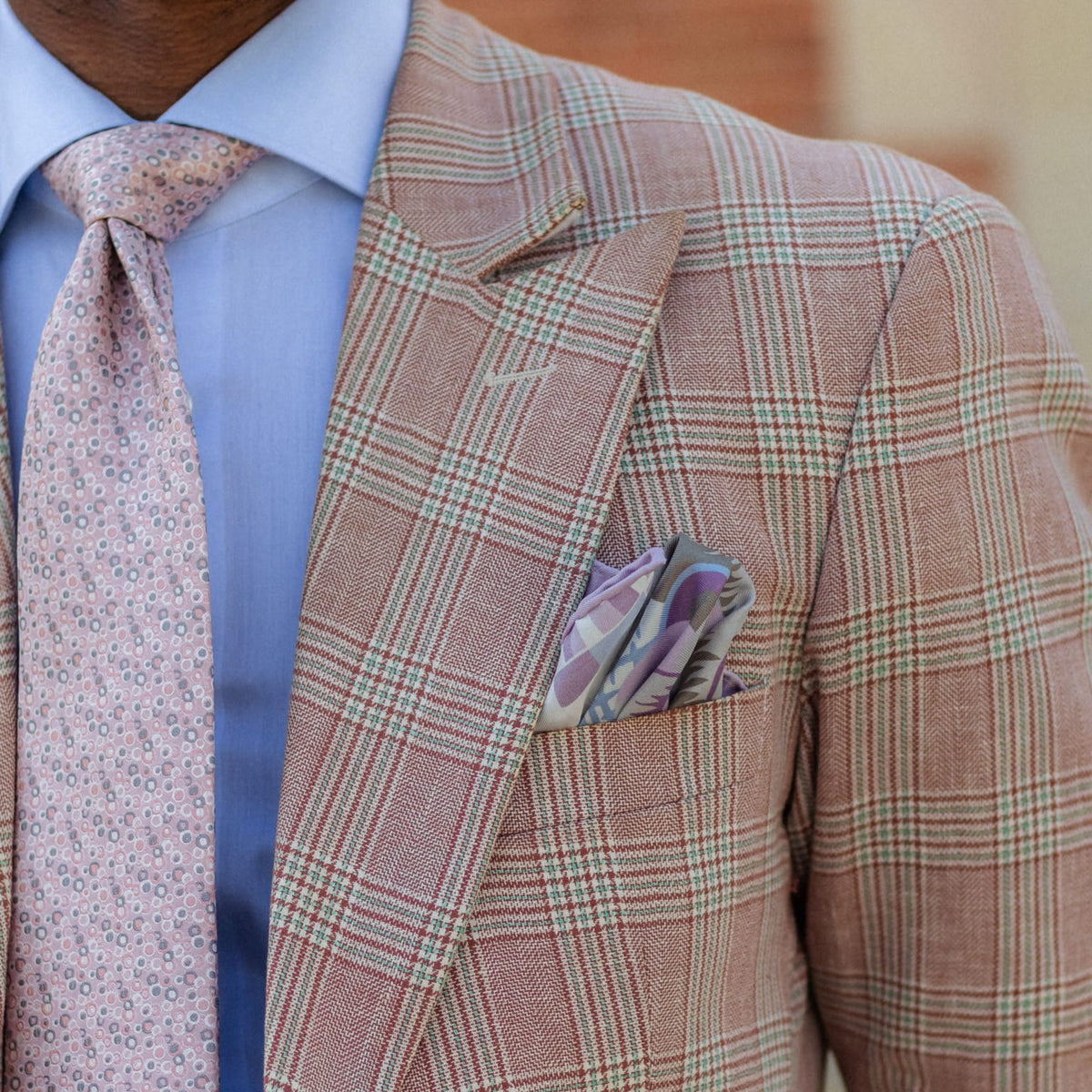 Lavender hand rolled large silk pocket square