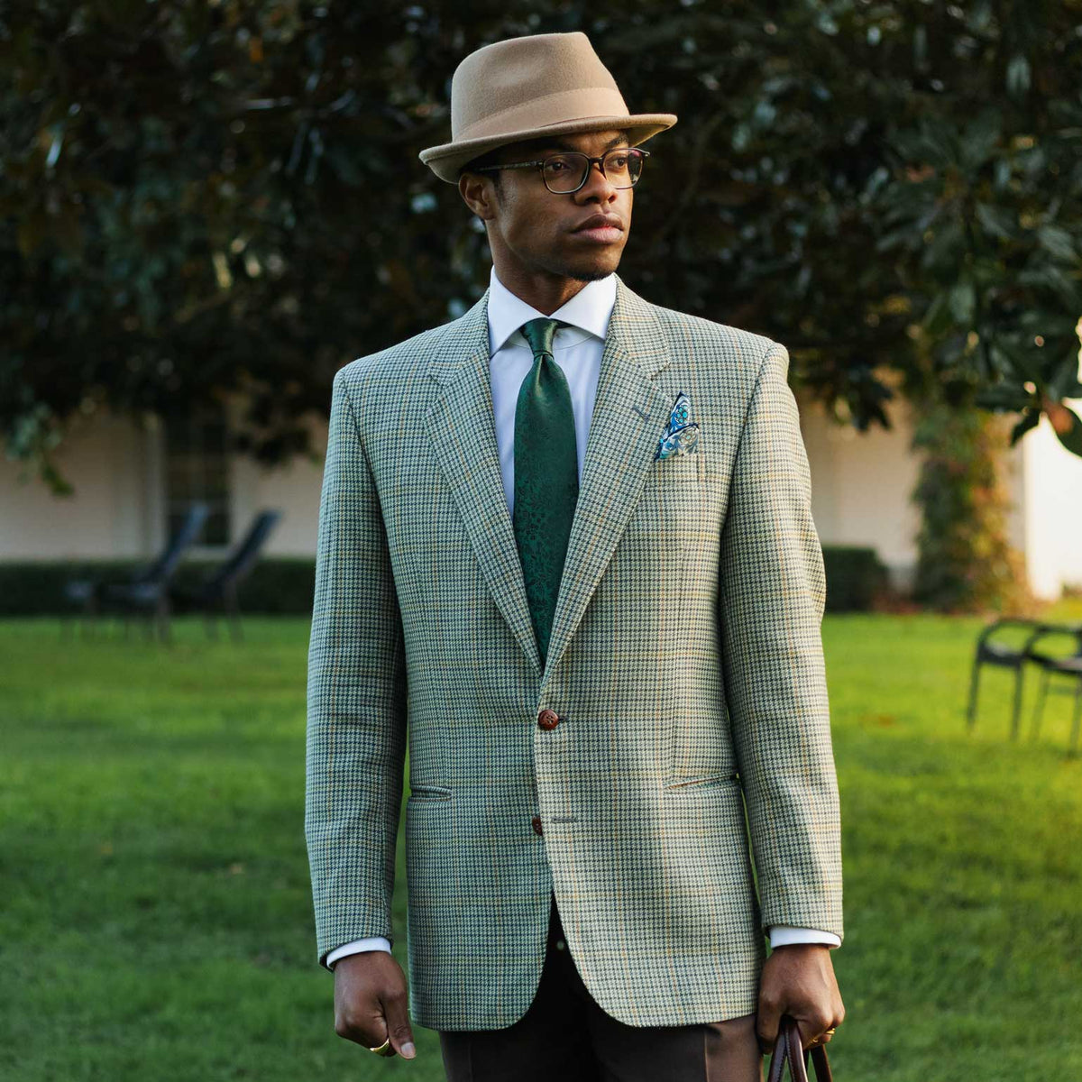 Solid Green Floral Designer Silk Tie