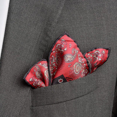 Black and Red Silk Pocket Square