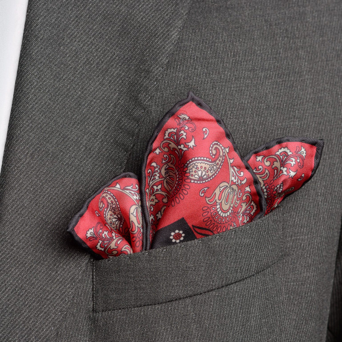 Black and Red Silk Pocket Square
