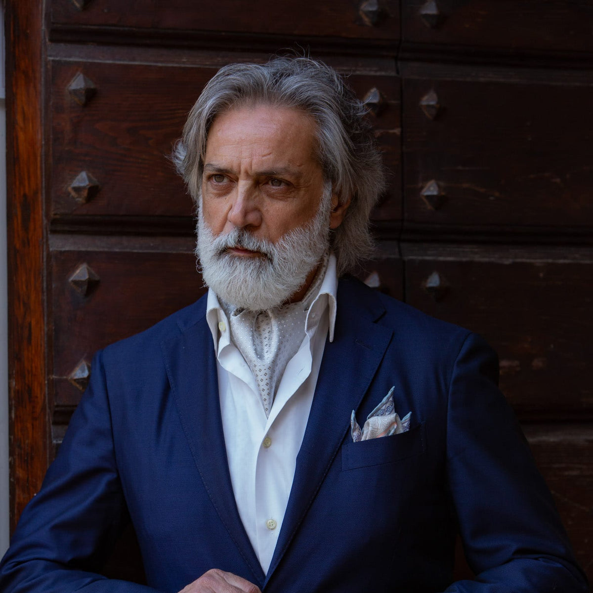 Silver Italian Silk Ascot Tie