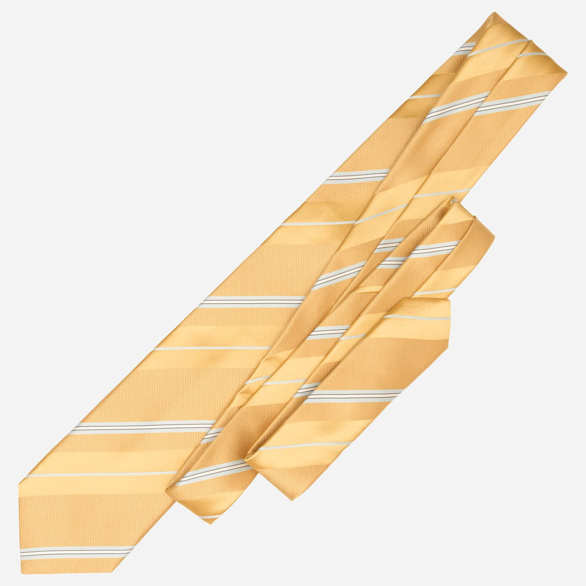 Yellow Striped Italian Designer Silk Tie