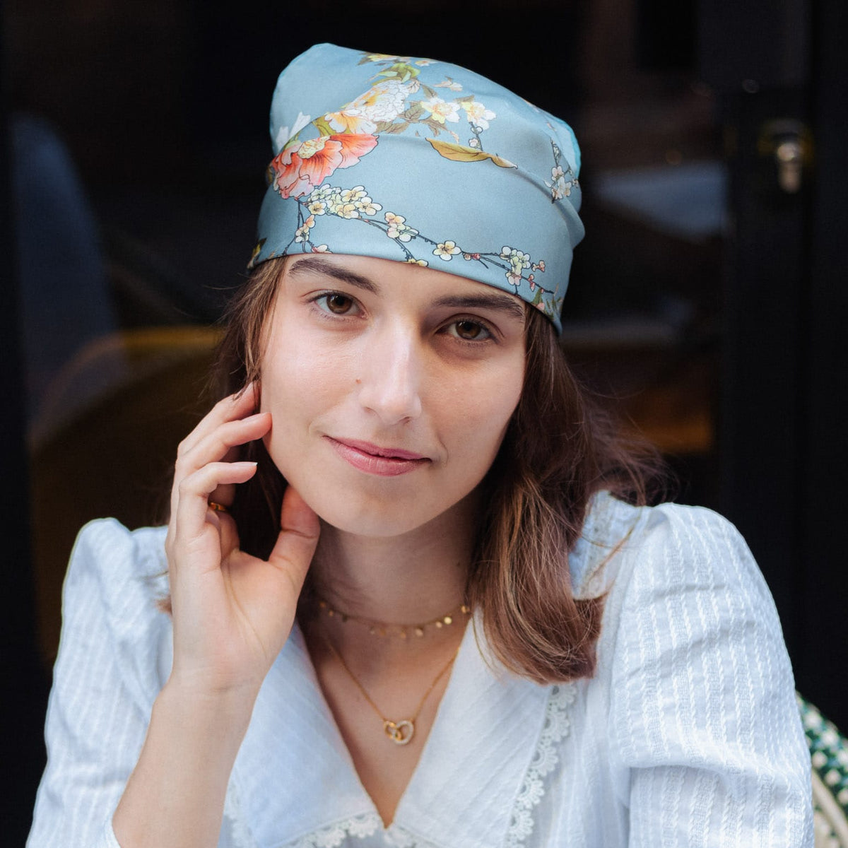 Women's Powder Blue Silk Bandana