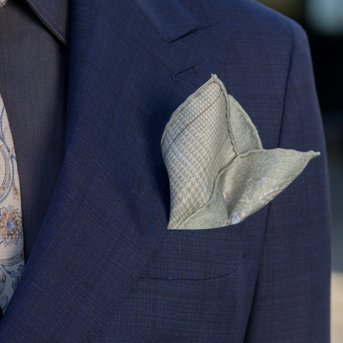Double Sided Silk Pocket Square Sage Green