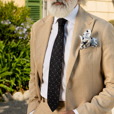 Italian Designer Black Silk Jacquard Tie