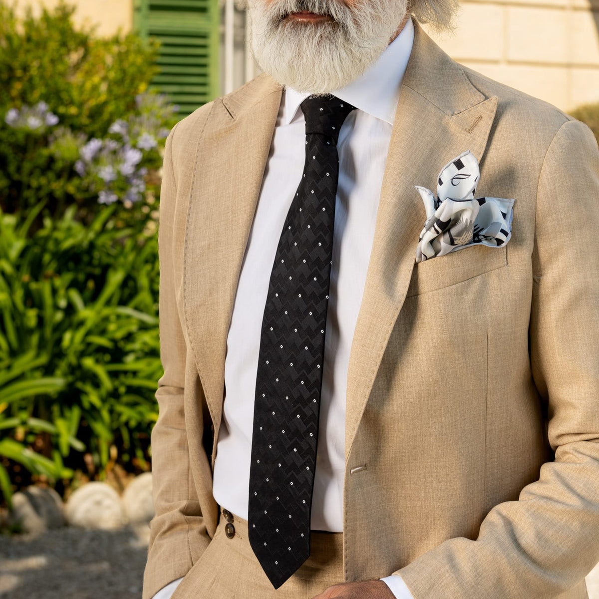 Italian Designer Black Silk Jacquard Tie