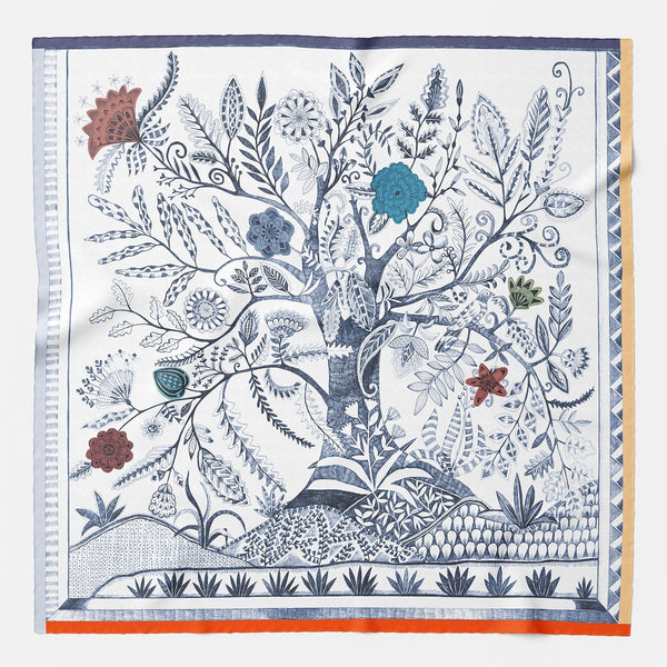 Blue Modal Linen Silk Square Scarf