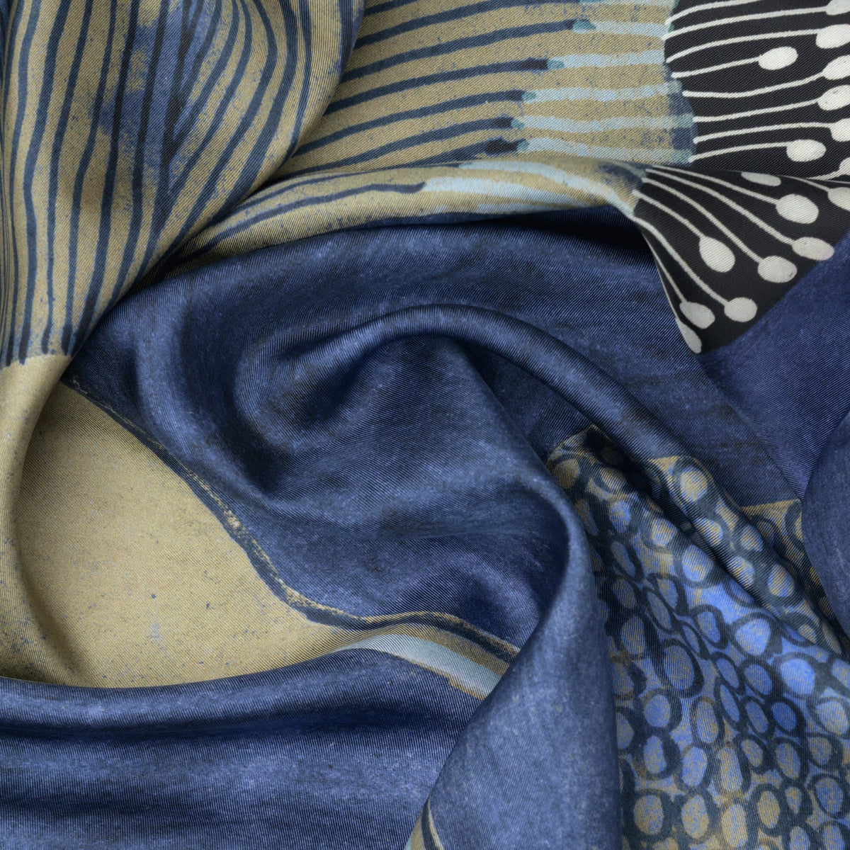Italian Square Silk Art Scarf - Blue