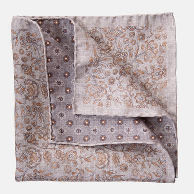 Grey & Bronze Double Sided Silk Pocket Square