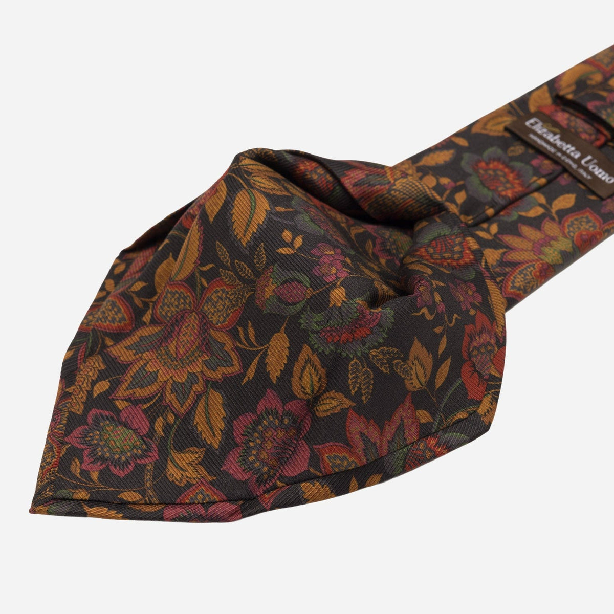 Black Floral Italian Madder Silk Tie