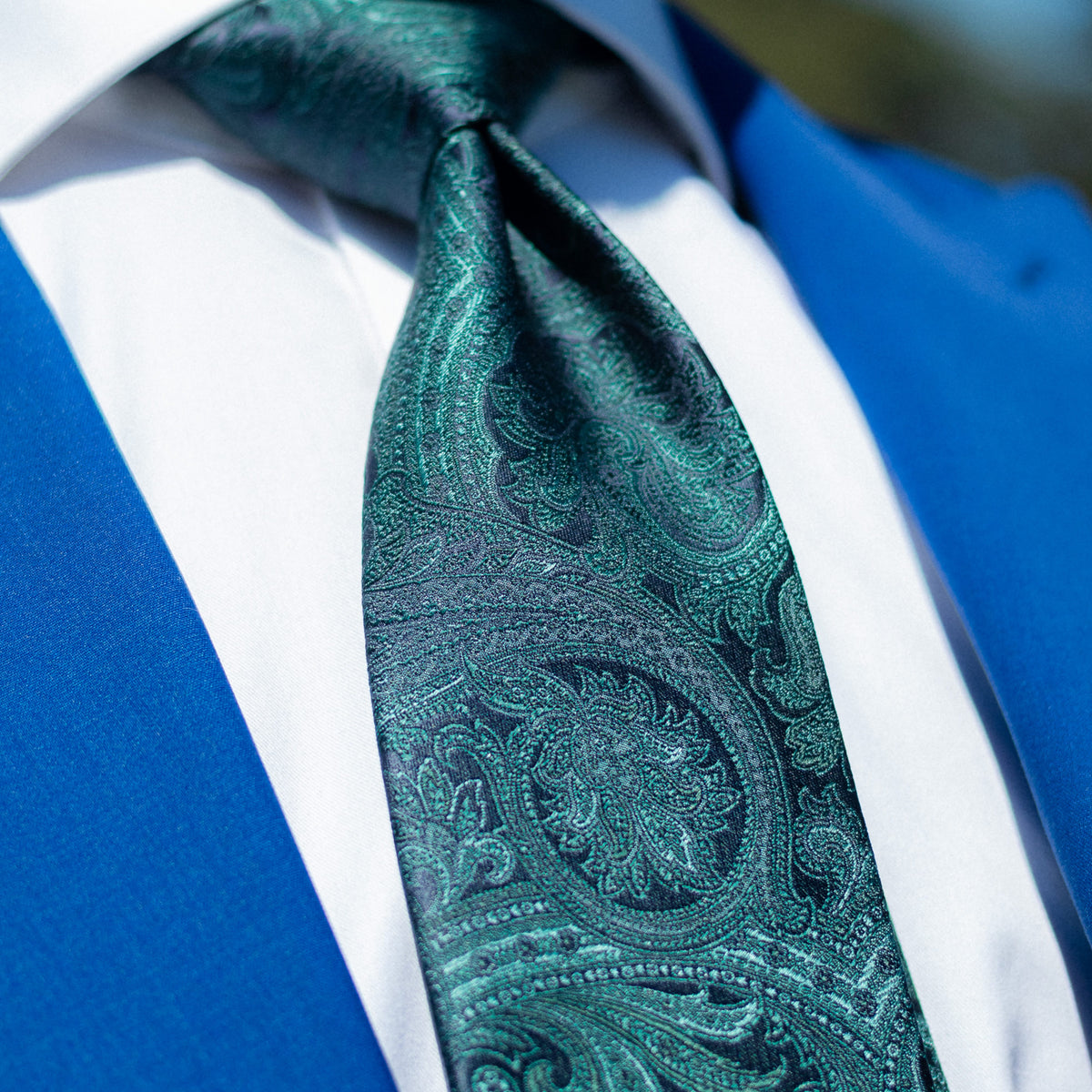 Green Paisley Italian Silk Jacquard Tie