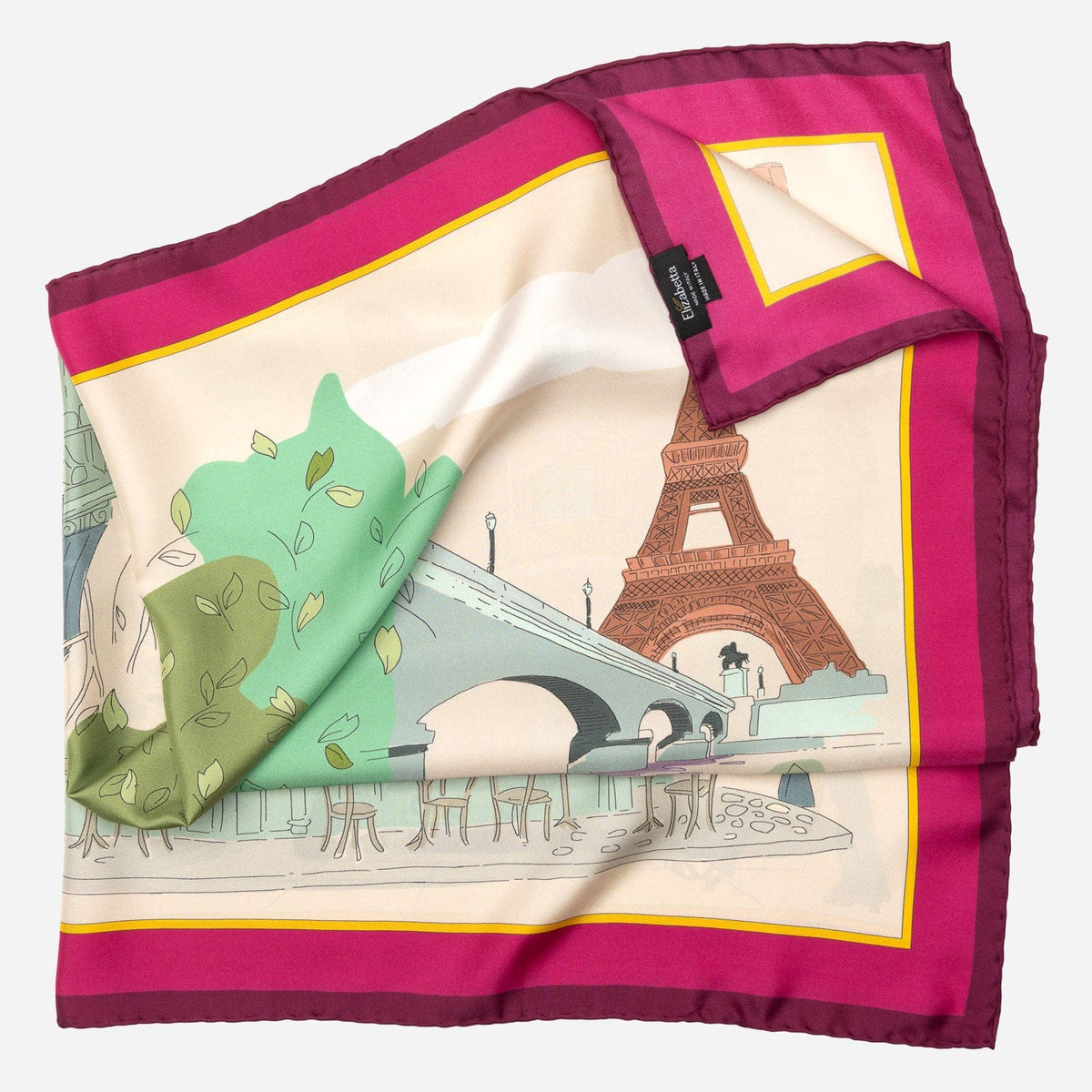 Green and Magenta Silk Square Scarf