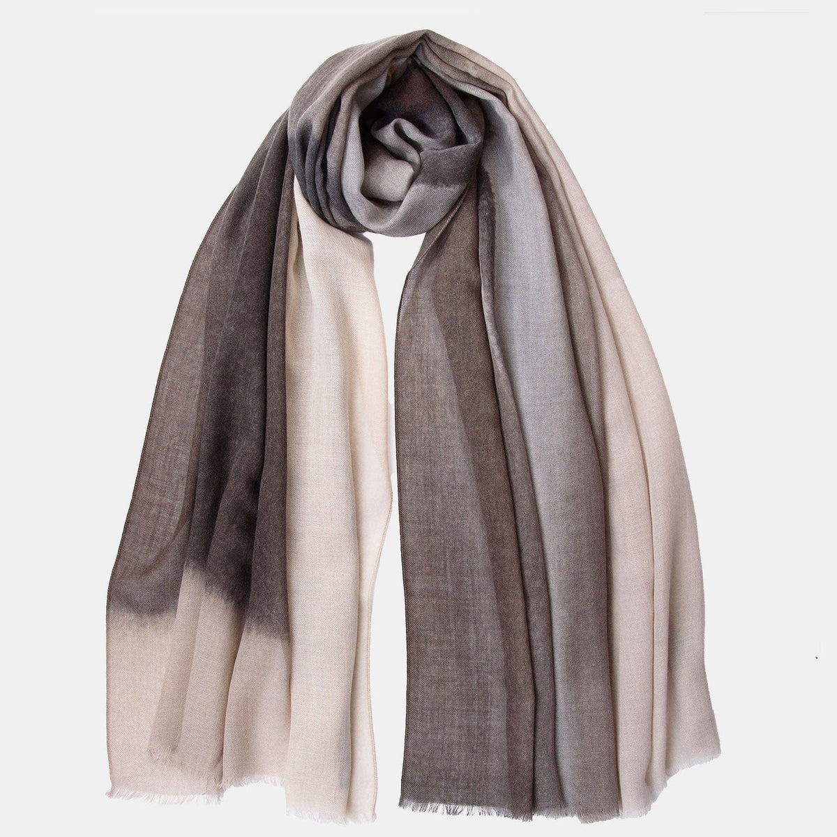 Grey and Tan Italian Wool Silk Scarf