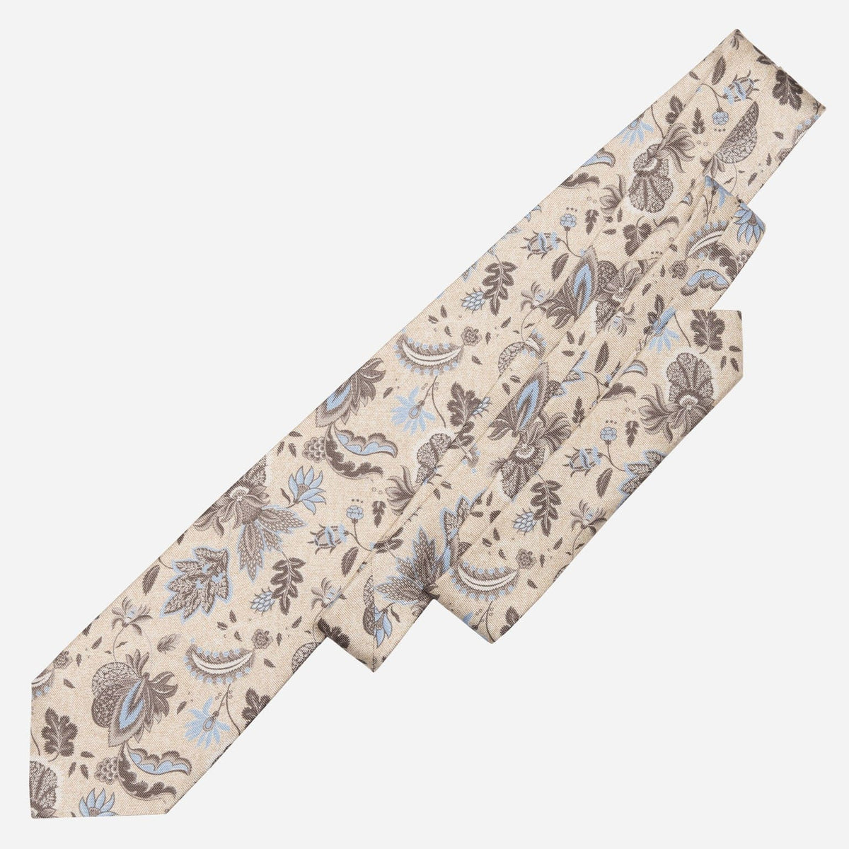 Handmade Beige Floral Italian Silk Tie