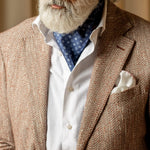Blue Italian Designer Silk Ascot Tie