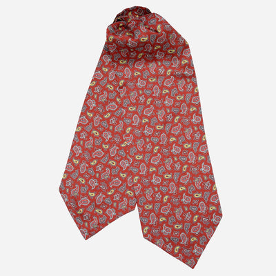 Italian Red Paisley Silk Ascot Tie