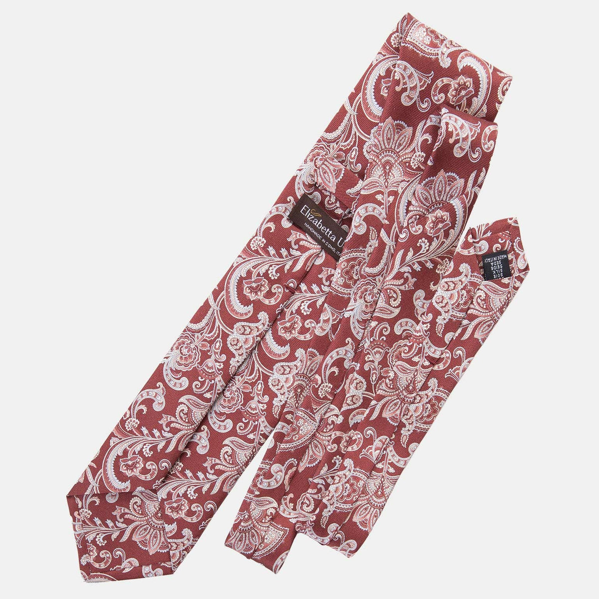 Handmade Red Floral Italian Silk Tie