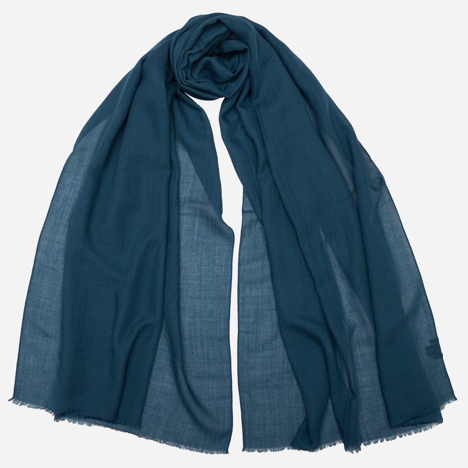 Petrol Blue Italian Wool Silk Scarf