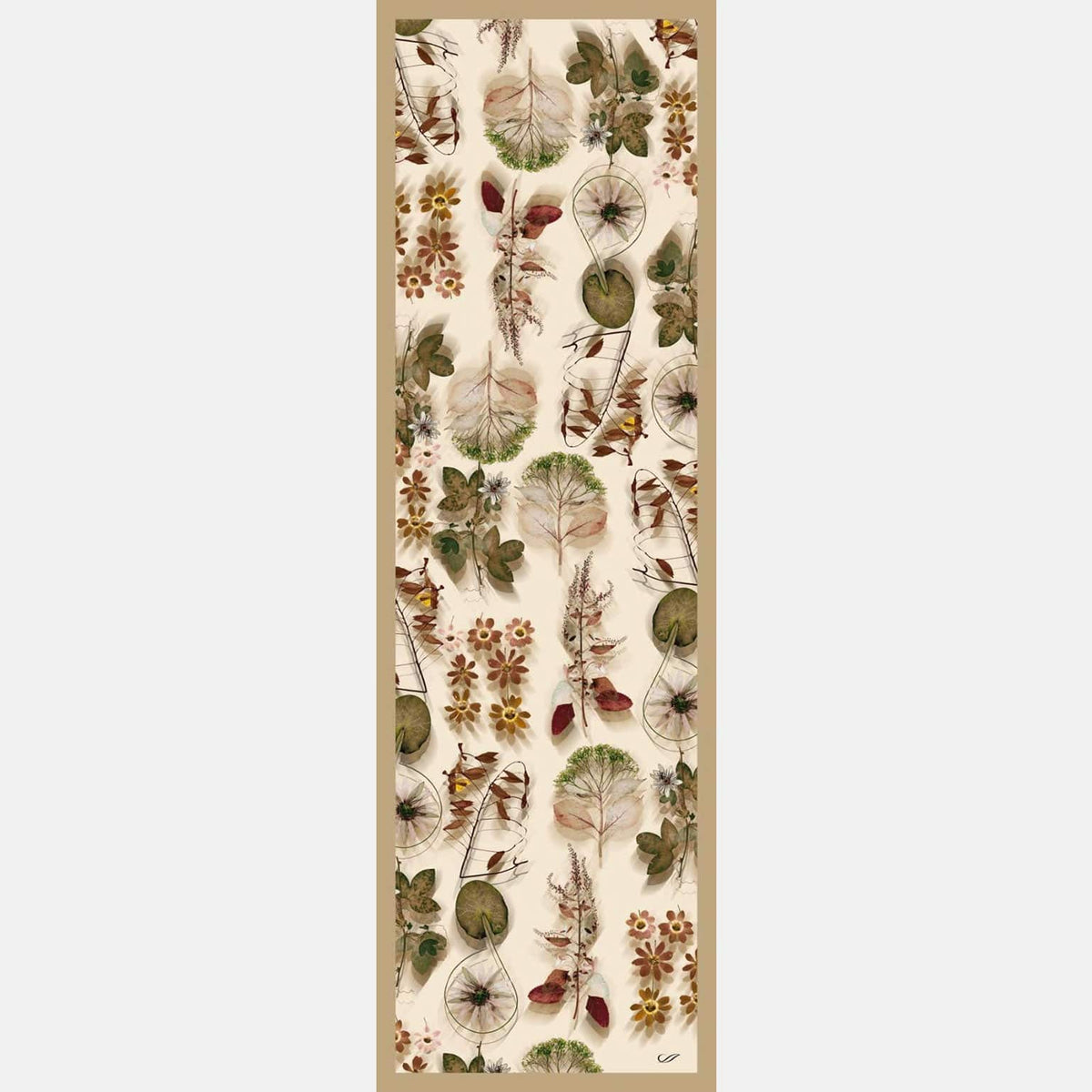 Women&#39;s Italian Long Silk Scarf Beige Floral