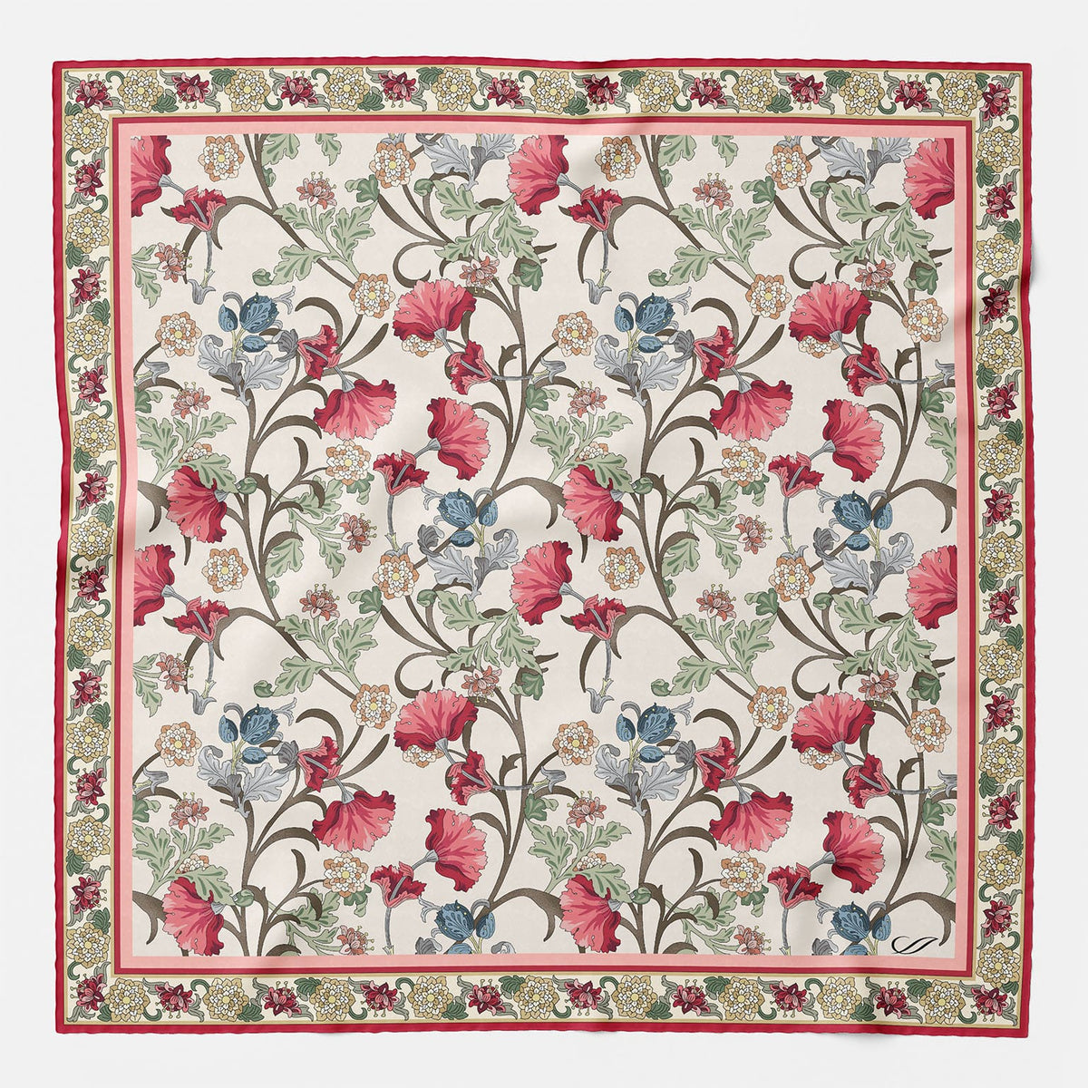 Pink Floral Italian Silk Pocket Square