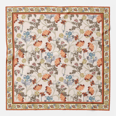Orange Floral Italian Silk Pocket Square