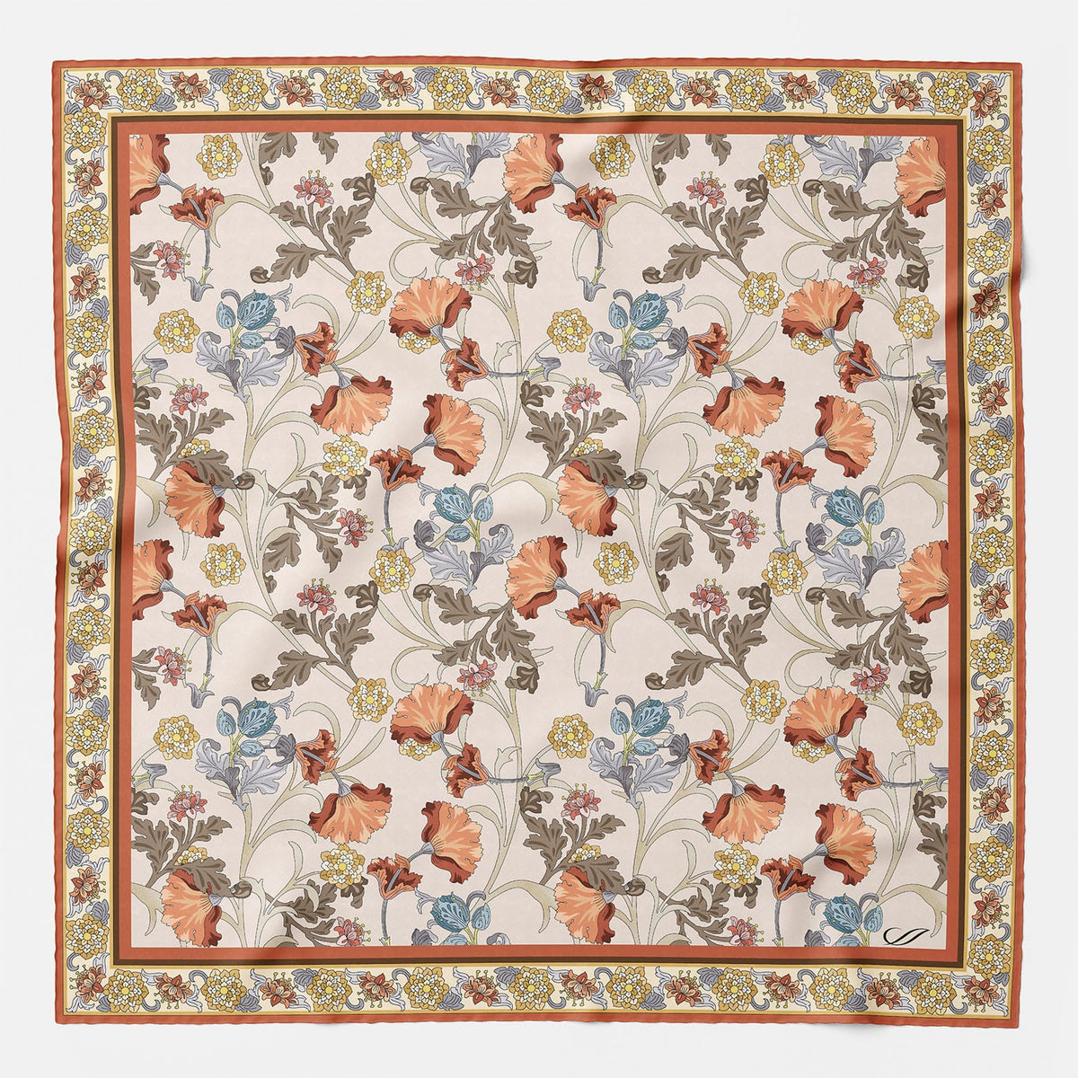 Orange Floral Italian Silk Pocket Square