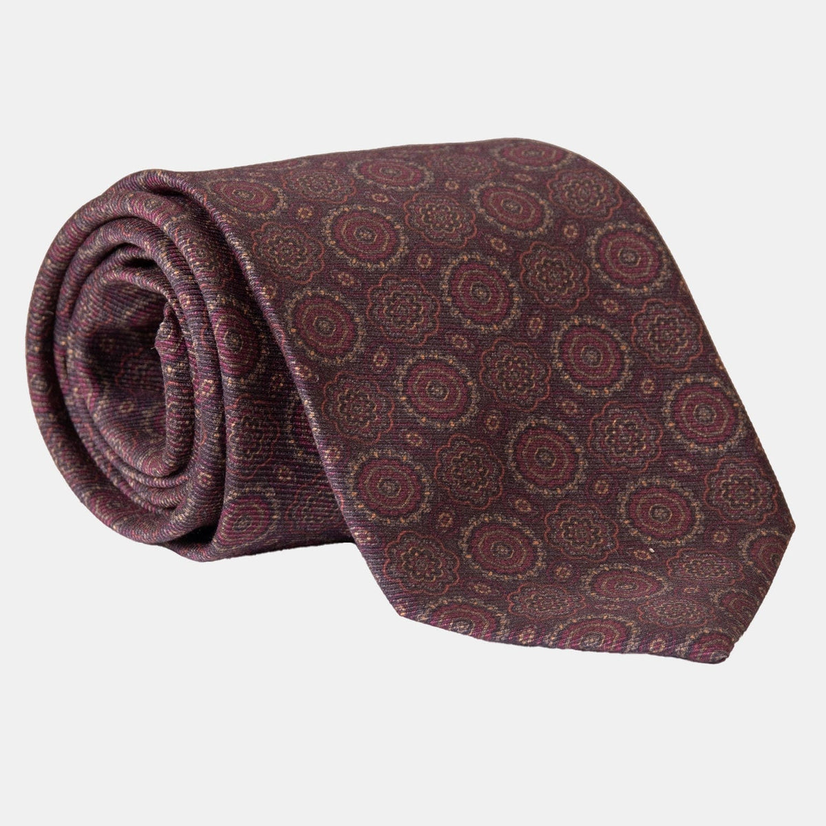 Brown &amp; Burgundy Italian Silk Tie