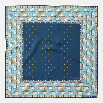 Italian Designer Navy Silk Pocket Square