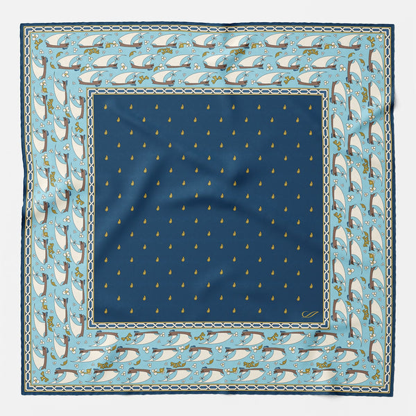 Italian Designer Navy Silk Pocket Square