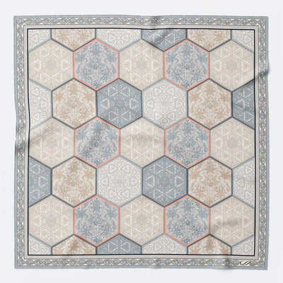 Peach and Grey Italian Silk Pocket Square