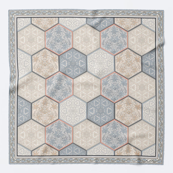 Peach and Grey Italian Silk Pocket Square