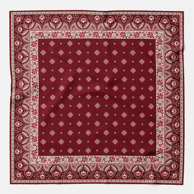 Italian Dark Red Silk Pocket Square