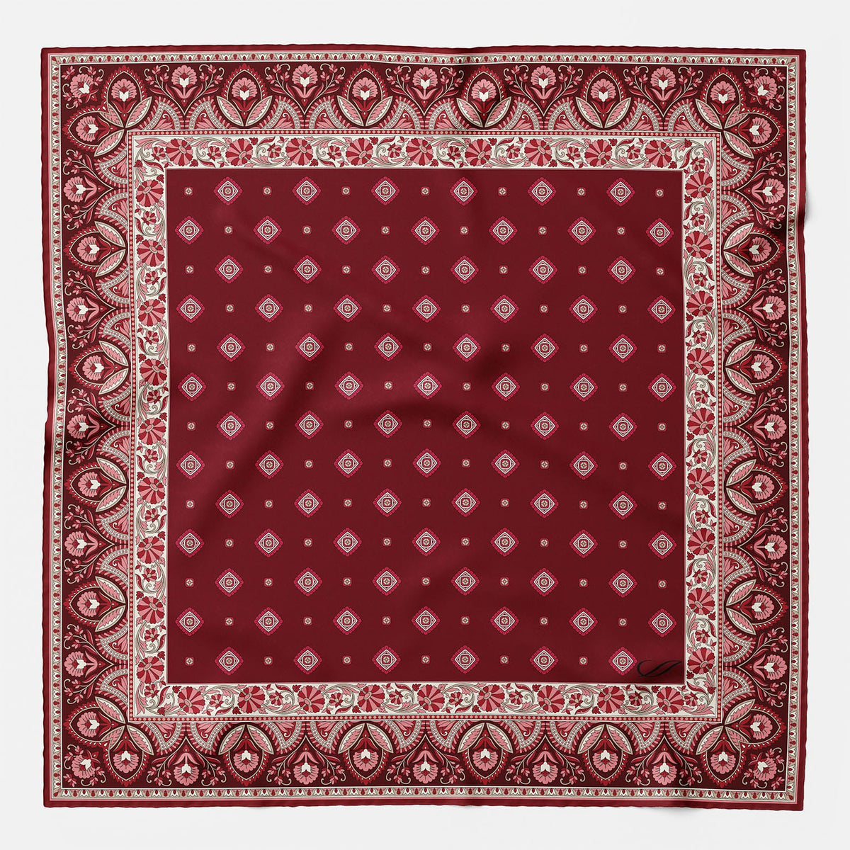 Italian Dark Red Silk Pocket Square