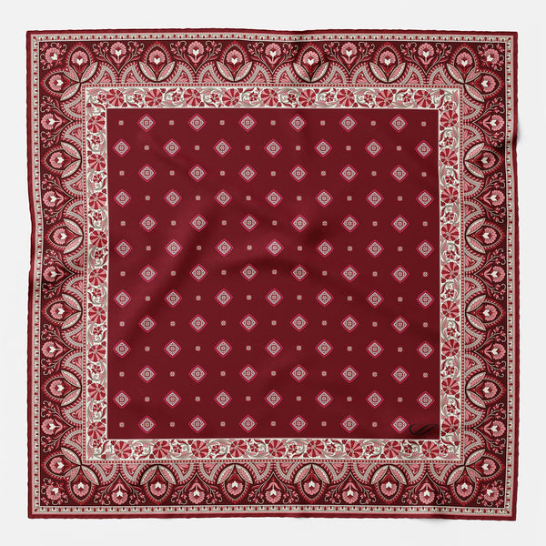 Italian Dark Red Silk Pocket Square