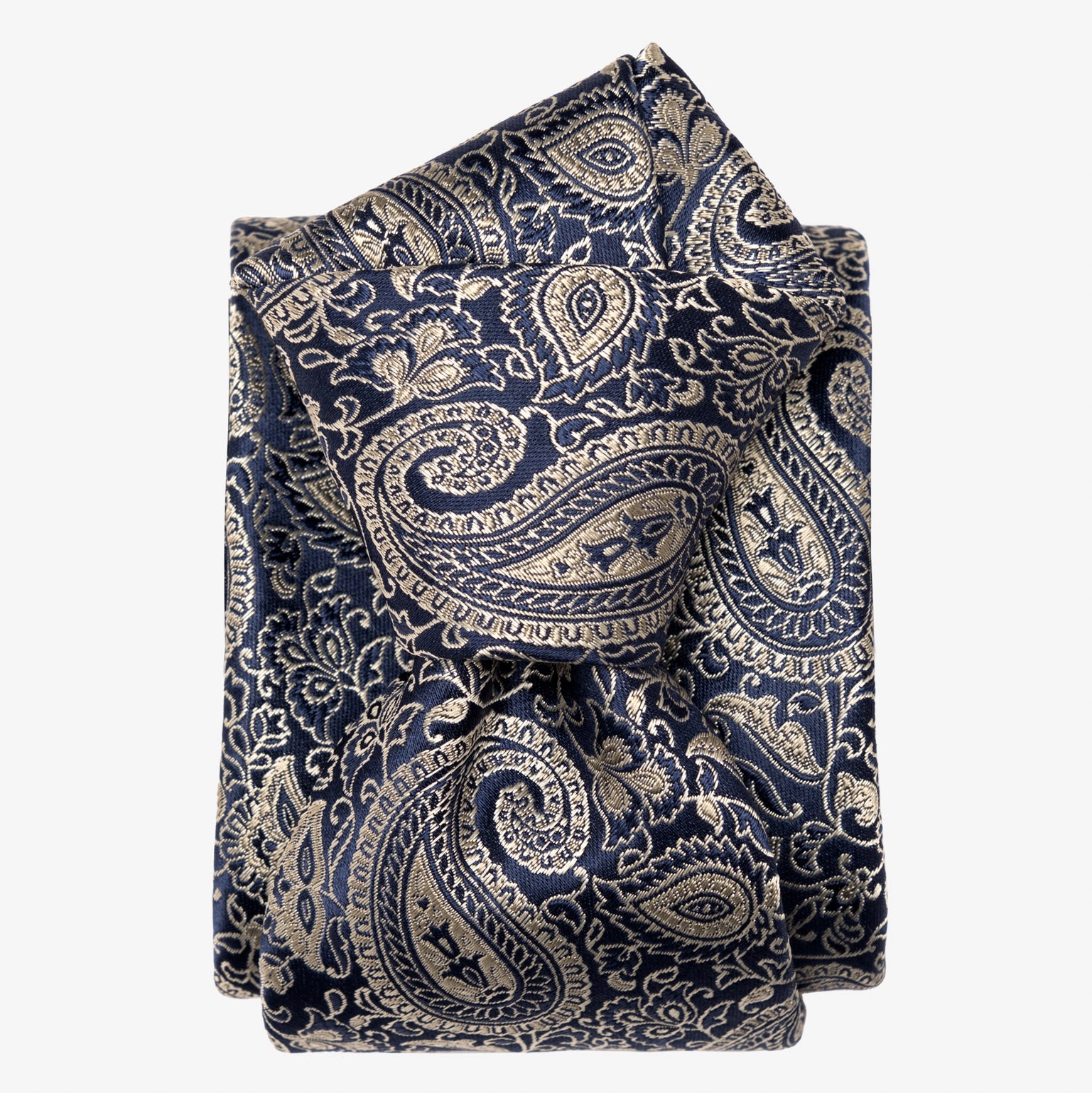 Navy and Pewter Paisley Italian Silk Tie