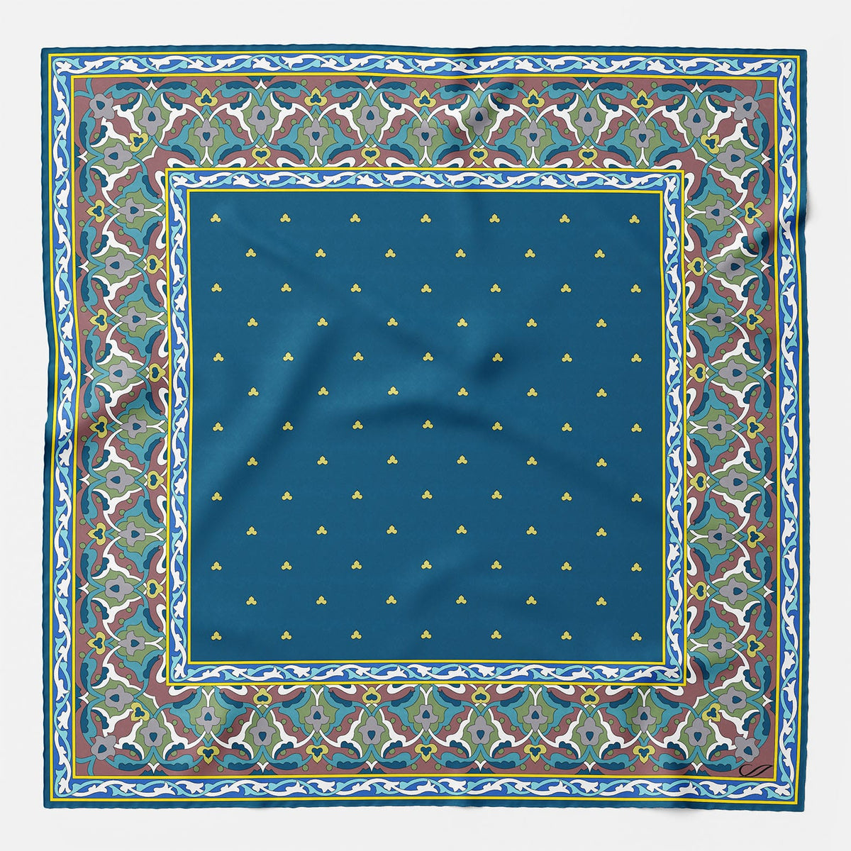 Italian Designer Teal Silk Pocket Square