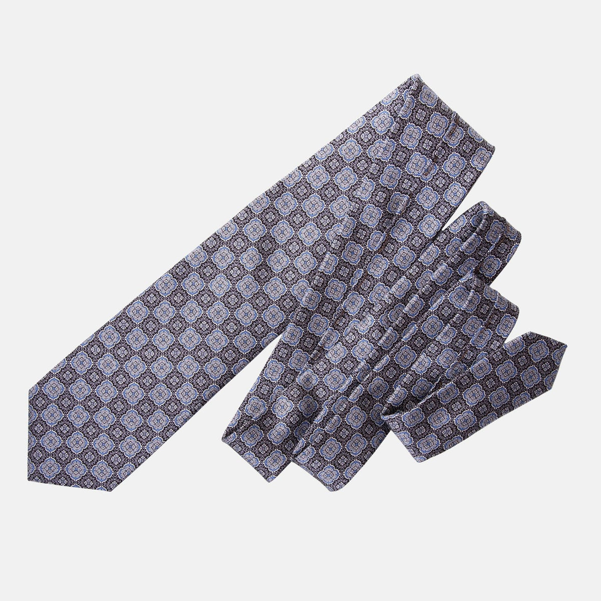 Handmade Black and Grey Italian Silk Tie